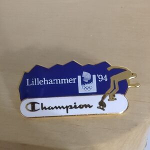 Champion Lillehammer '94 Pin - Blue and Gold